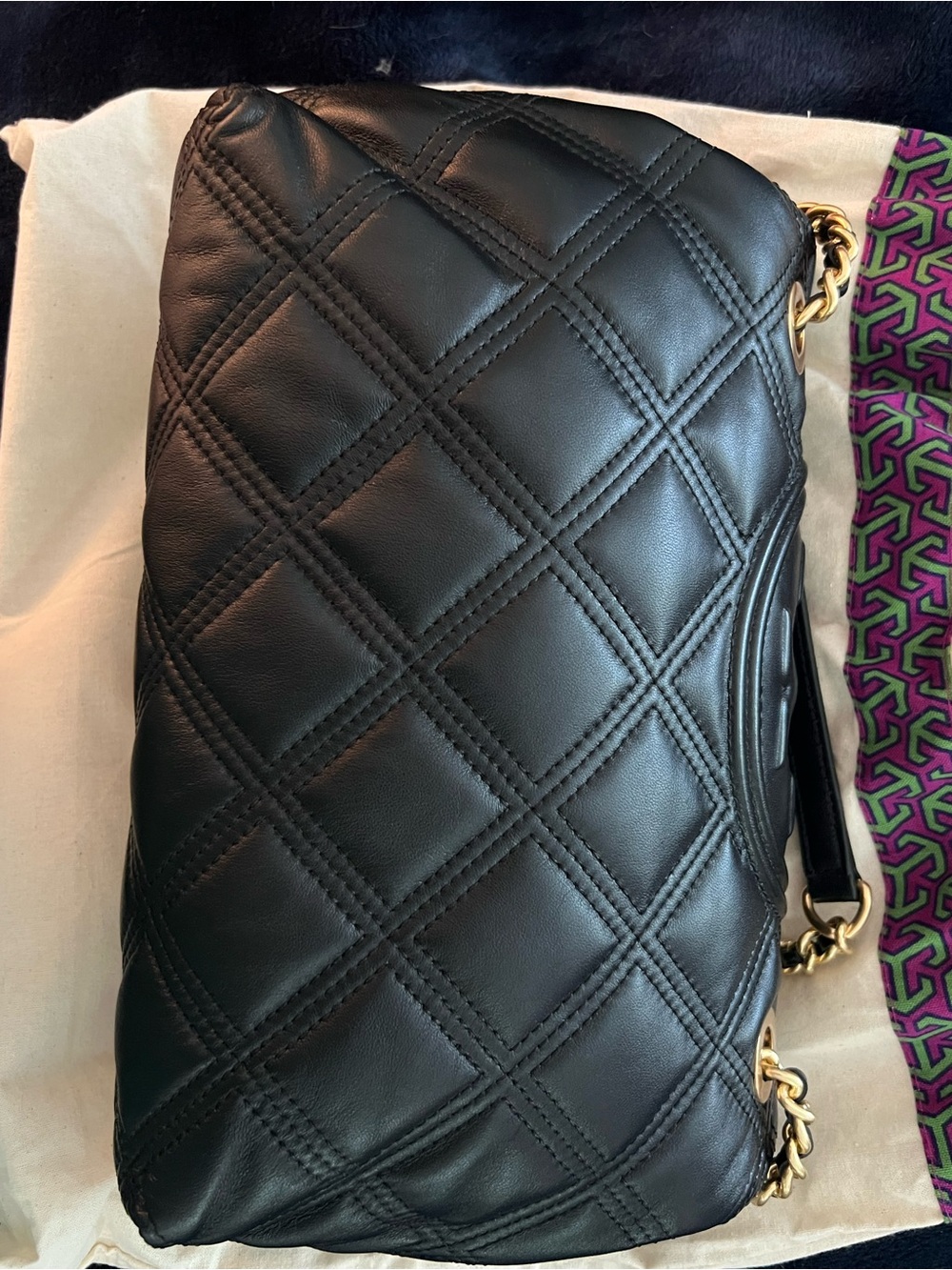 Tory Burch Black Quilted Leather Soft Fleming Shoulder Bag - Picture 12 of 14